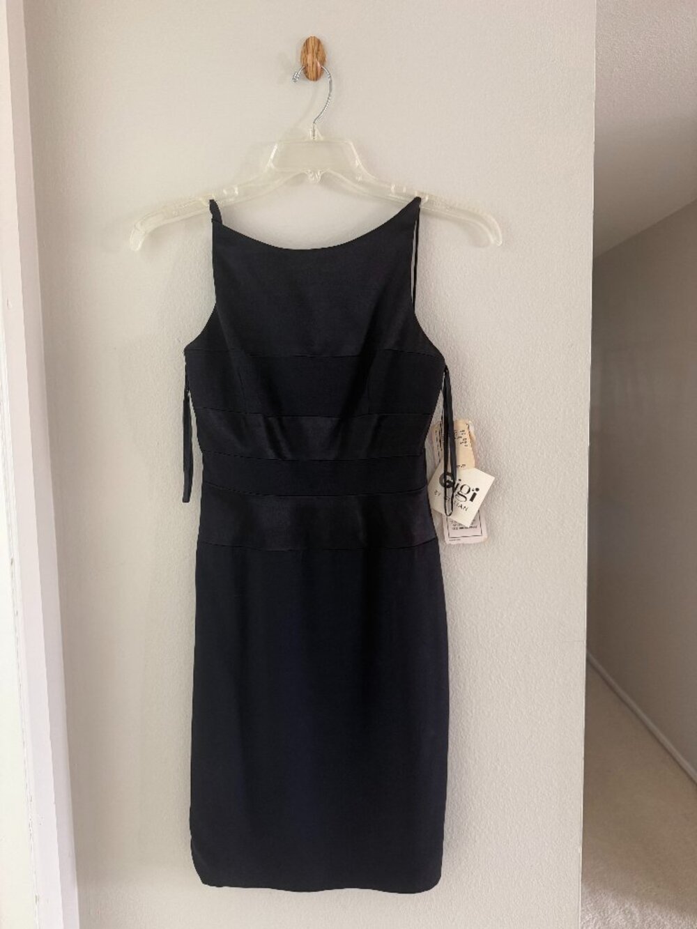 Vintage 90s Gigi by Gillian Black Satin Cocktail Dress Size 4 NWT Made in USA